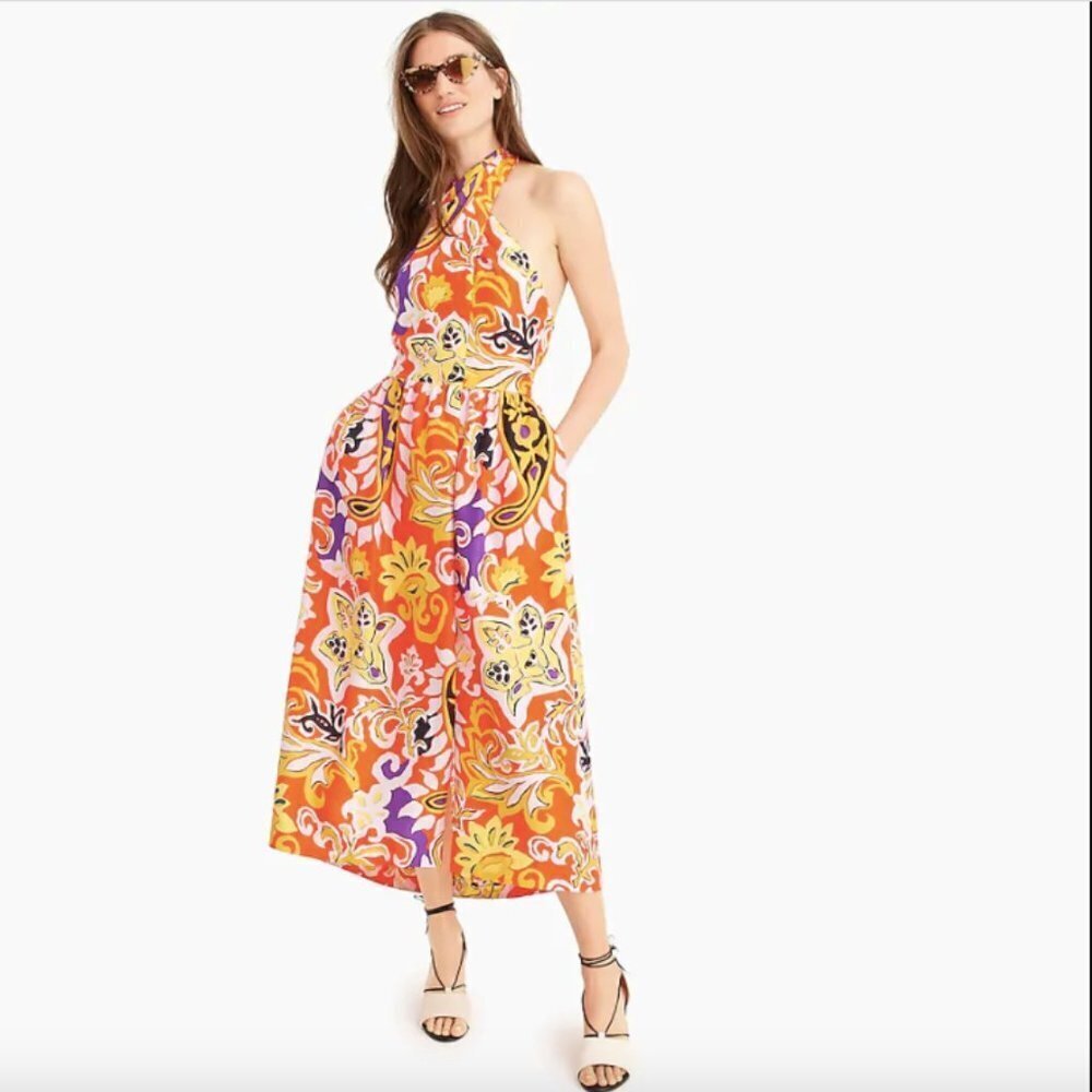 J.Crew silk sarong dress in painted paisley dress